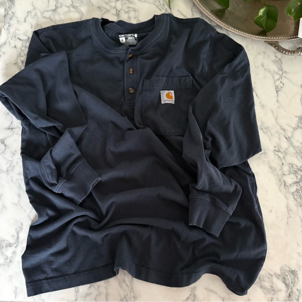 Carhartt Men's Dark Blue Long Sleeve Henley